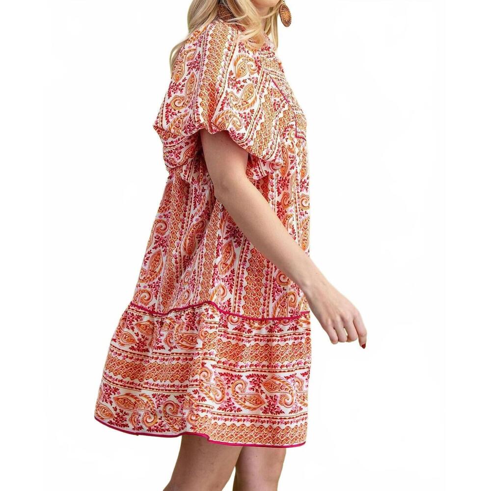 NEW GIGIO mixed paisley print dress in pink mix - Picture 3 of 4